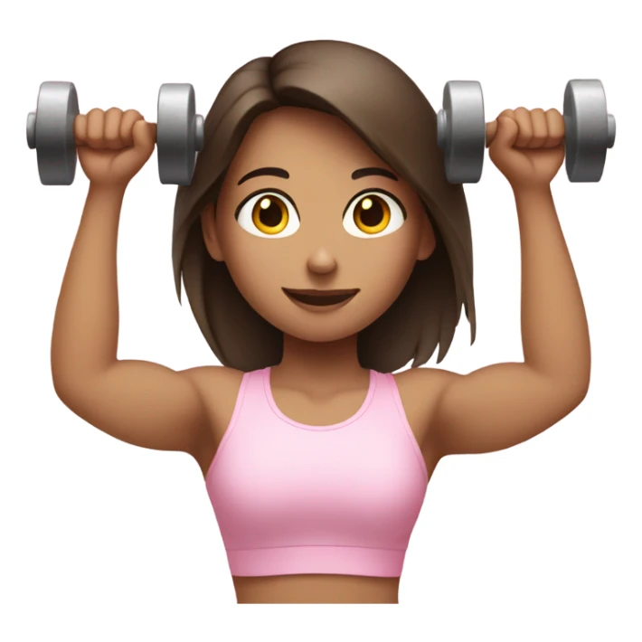 brunette girl lifting weights in light pink  sticker