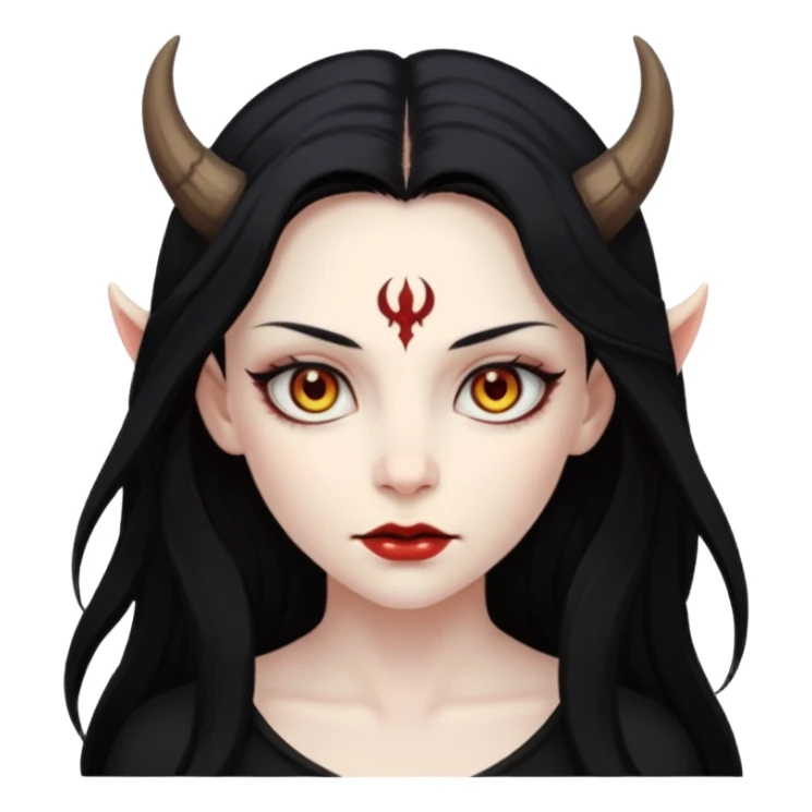 Female demon with beautiful hazel eyes and black hair  sticker