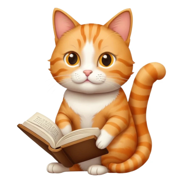 just a cute cat holding a book and reading sticker