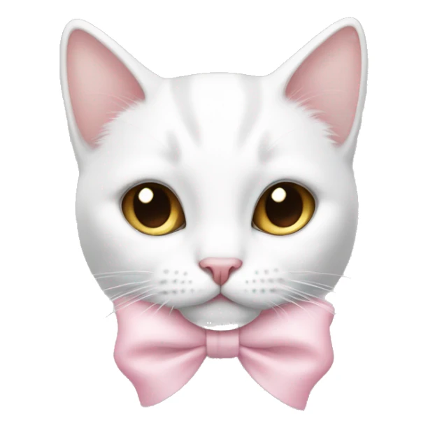 white girly cat with light pink bow on her neck sticker