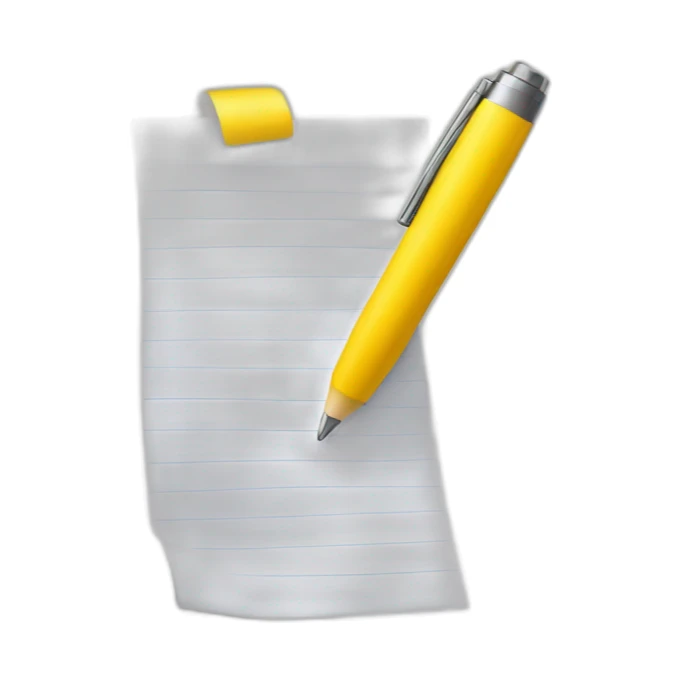 yellow pen with a piece of paper sticker