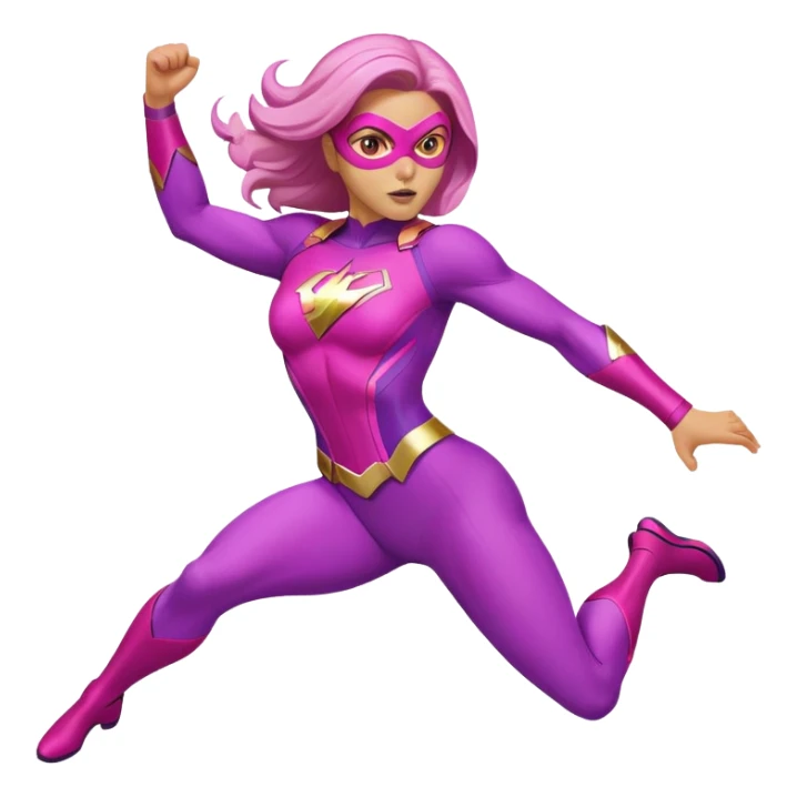 pink violet woman superhero jumping power sticker