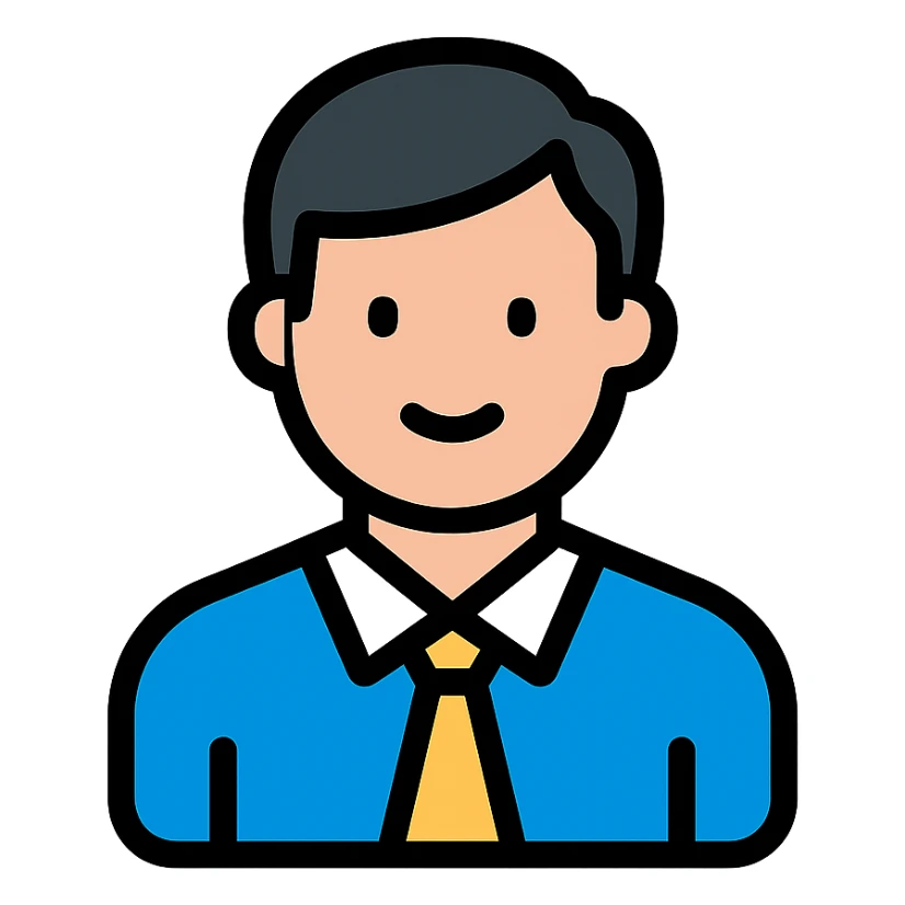 a man, color outline icon style sticker