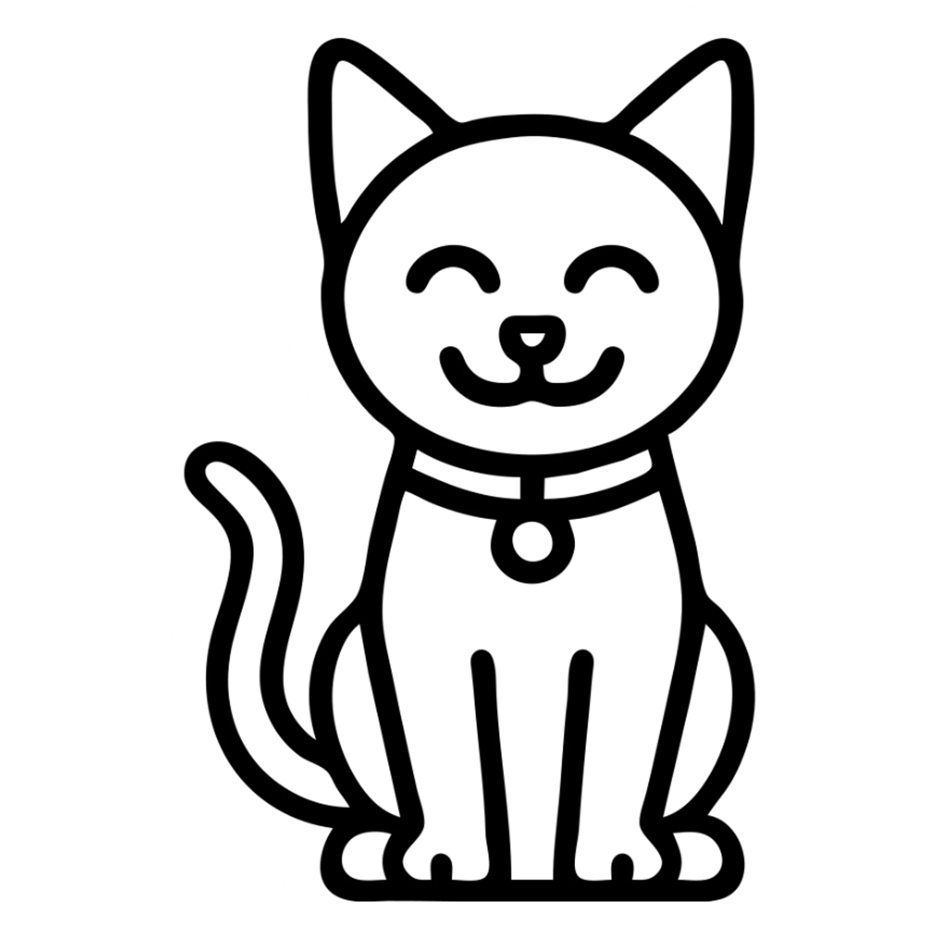 Make the black cat smile, keep the style and no background. sticker