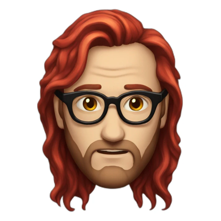 crowley-demon-red-long-hair-black-glasses sticker