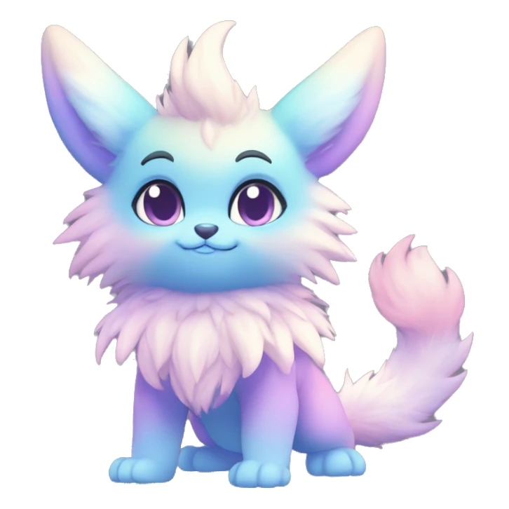 Anthro-Pastel-Gradient-Fantasy-Fur-Sona-Chibi-Shiny-Fakémon-Hybrid full body sticker