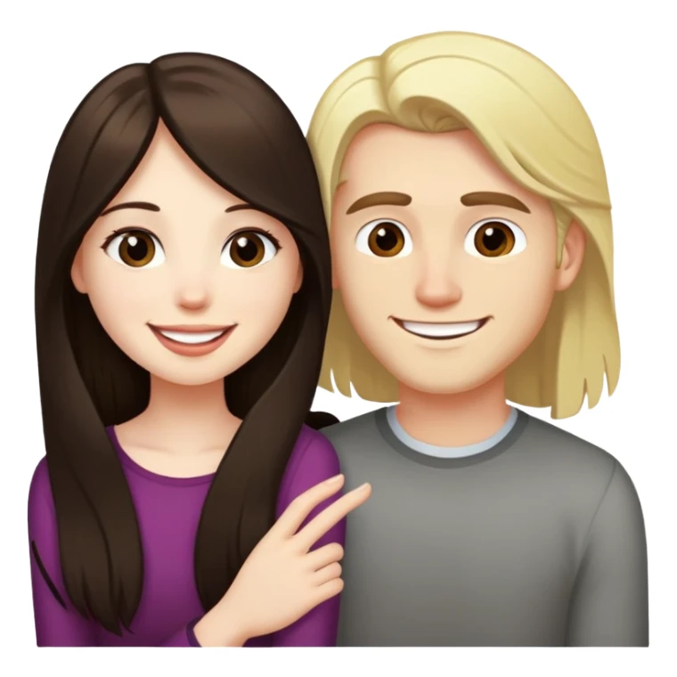 girl with long dark brown hair and pale skin flirting with blonde man sticker