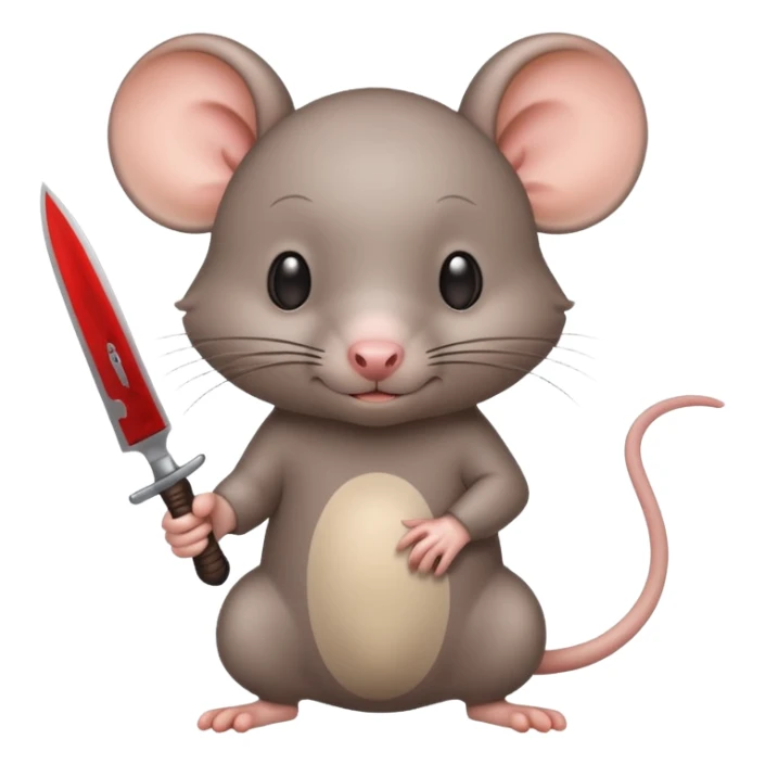 CREA UNA RATA KAWAII SOSTENIENDO UN CUCHILLO sticker