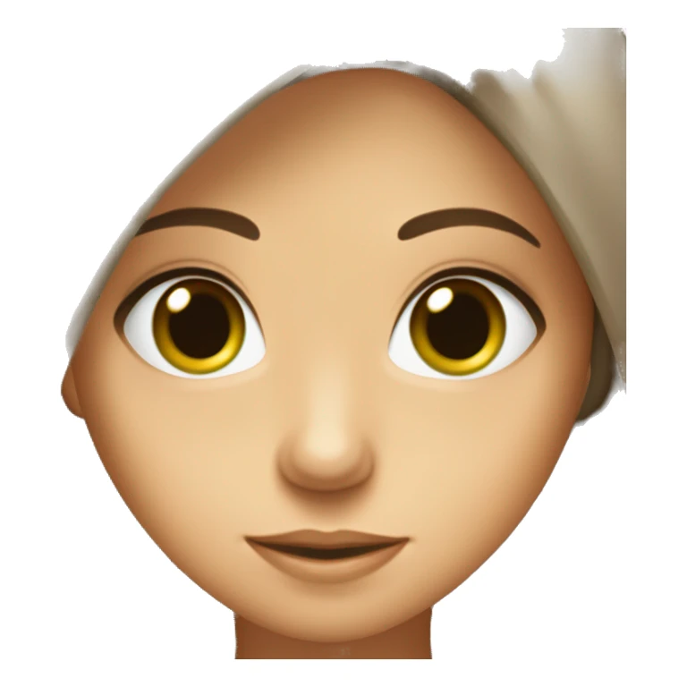 fille brune au yeux marron cheveux long avec yeux vert sticker