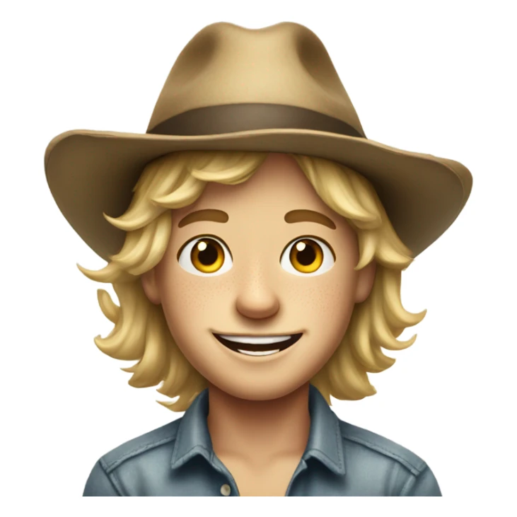 smiling dirty blonde boy with freckles in hat portrait sticker