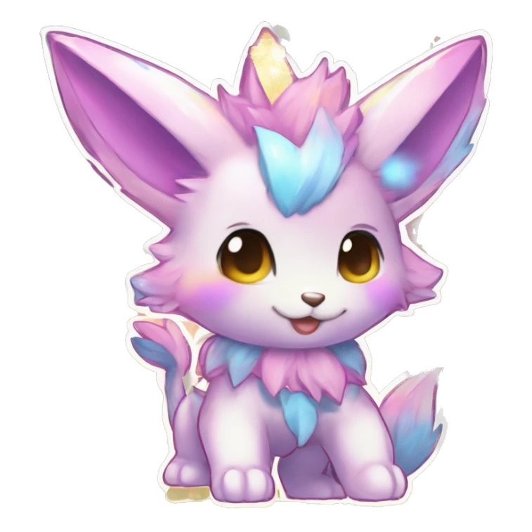 Anthro Shiny Colorful Pastel Glitter Sparkle Stars Gradient Anime Chibi Fakémon-Pokémon-Hybrid Fur Sona sticker