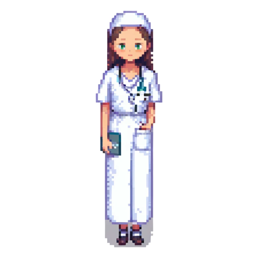 A beautiful, thin girl in a medical gown sticker