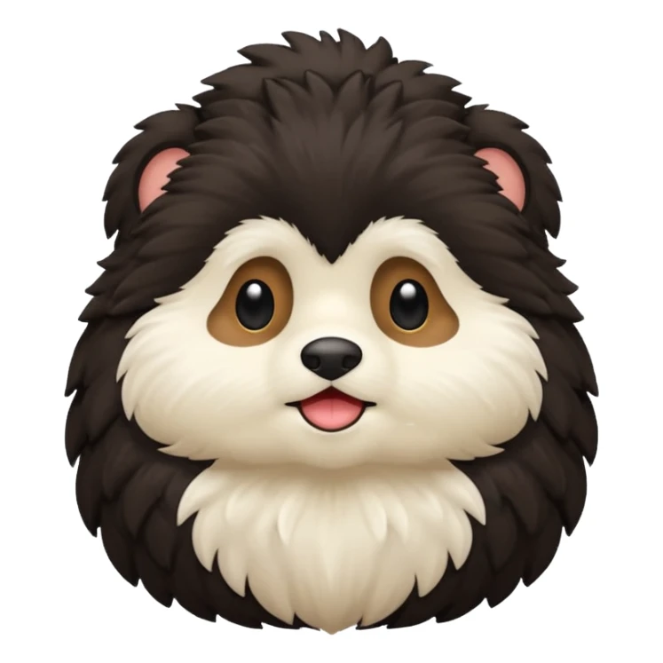 Black woodle with white chin sticker