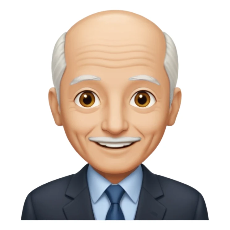 70 yr old man, almost bald, thin white hair, pakistani, business suit
 sticker