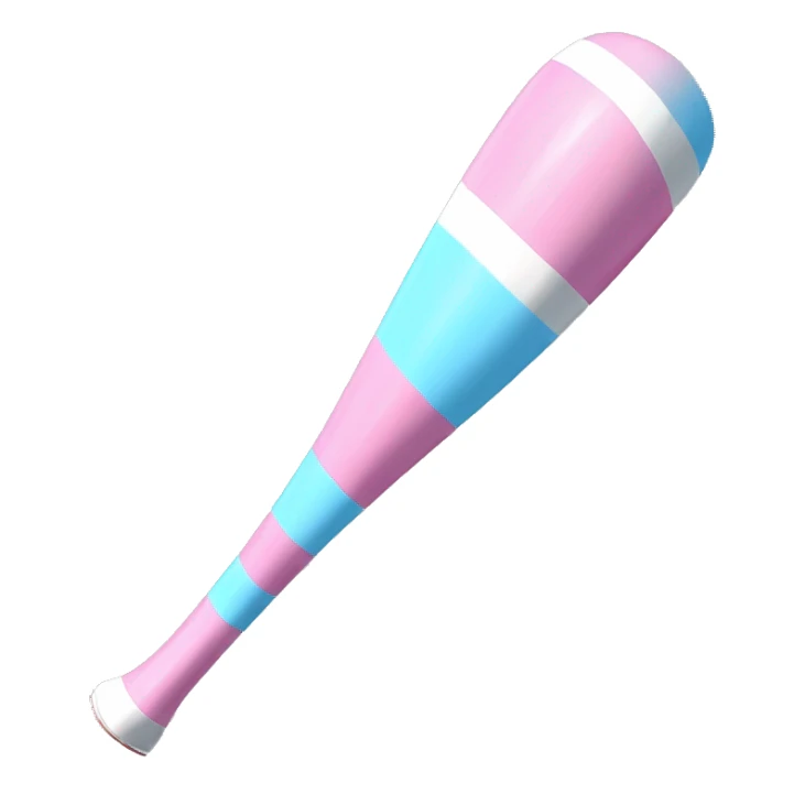 Pink, skyblue, and white striped baseball bat sticker