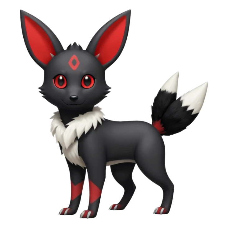 Elegant cute aesthetic cool edgy realistic White, black and red Umbreon-Zangoose-fusion (full body) sticker