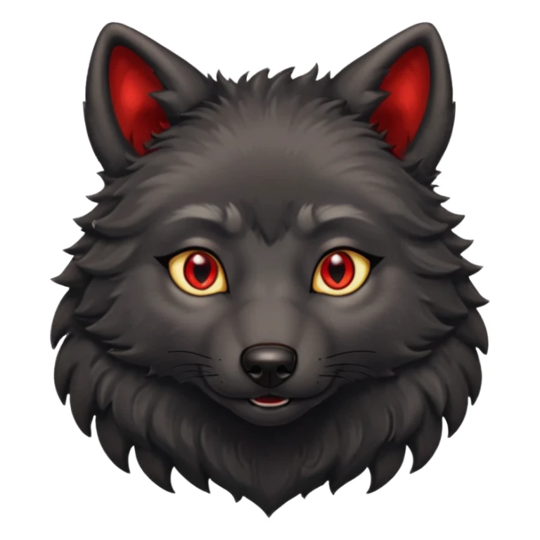 cute black wolf, red eyes with gold hoops in ears sticker