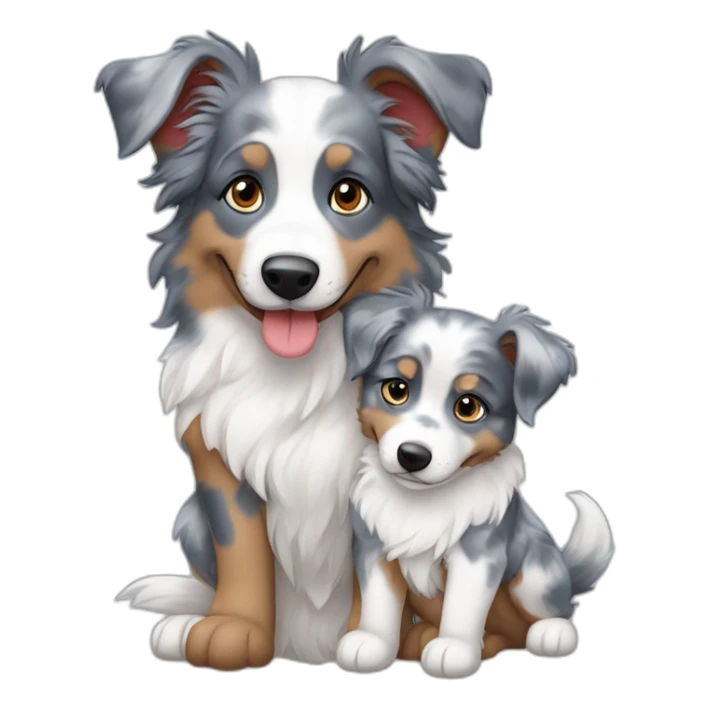 Blue merle and red bi aussies hugging sticker