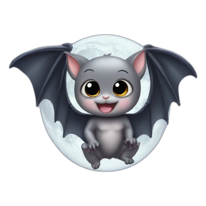 happy baby bat wings sparkly moon sticker