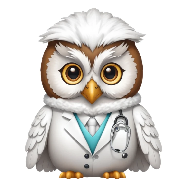 Twilio owl wearing doctor outfit with stethoscope and white coat sticker
