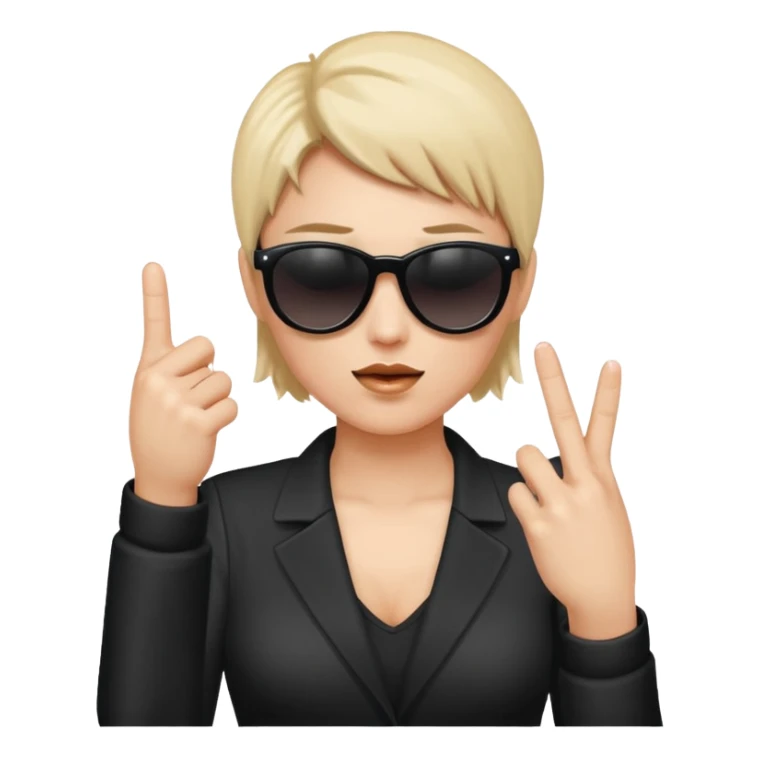 Criar emoji simples de óculo escuro dando o dedo do meio de forma bem rebelde sticker