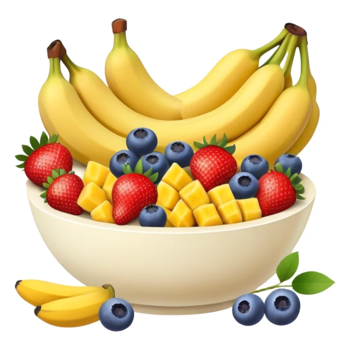 Fruit bowl with strawberries, mangos, bananas and blueberries  sticker