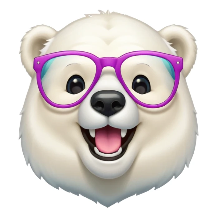 laughing polar bear headshot wearing oversized colorful glasses sticker