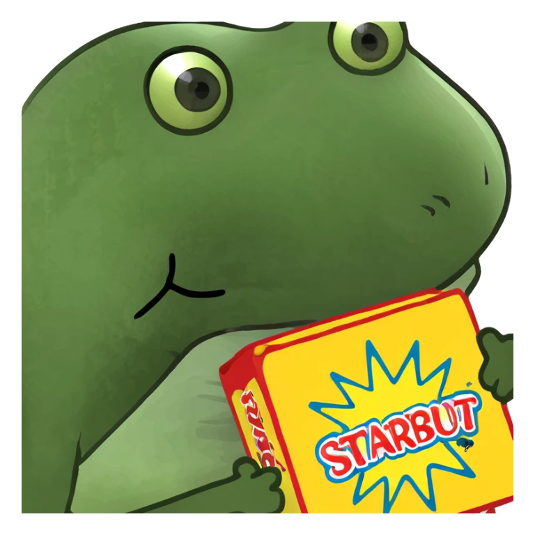 Pink starburst brand candy square spelled “Starburst” sticker