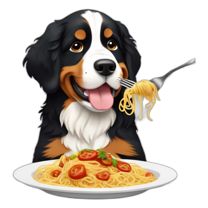 puppy Bernese mountain dog eating spaghettis and salsa sticker