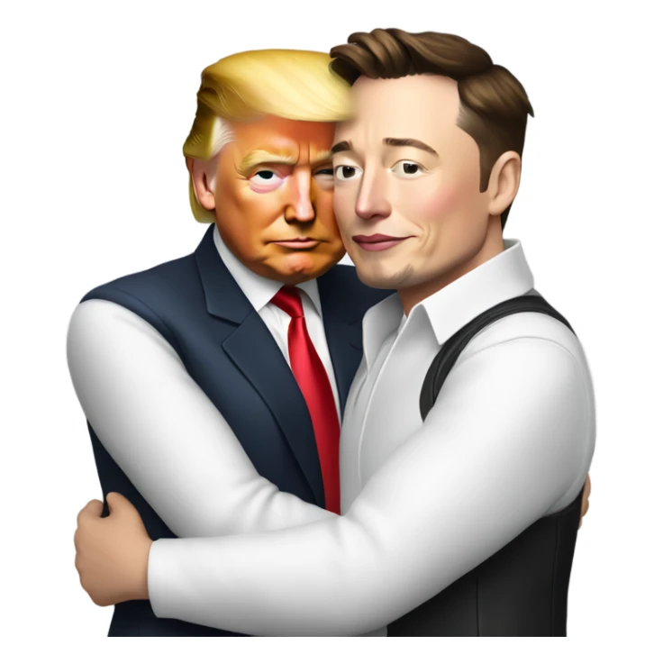 Donald Trump and Elon Musk hugging each other sticker