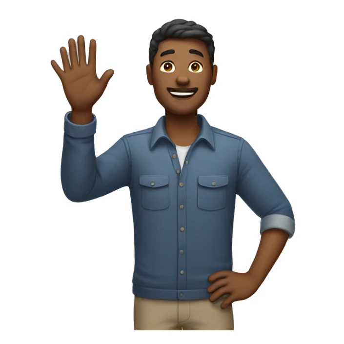 a man welcoming people and waving his hand sticker