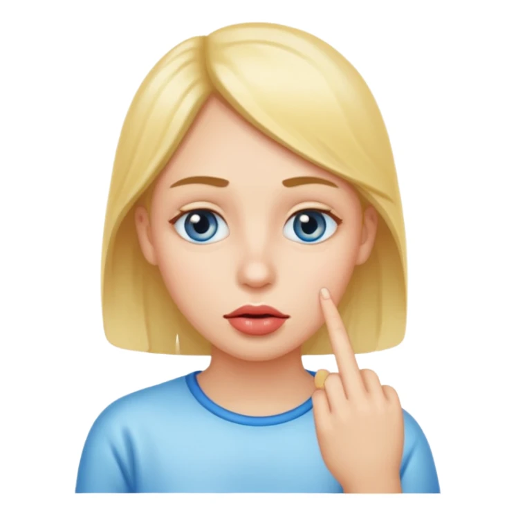 Face with watery eyes and a finger on his lip sticker