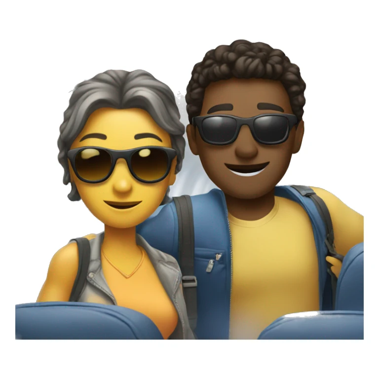 two friends leaving on a plane with sunglasses on  sticker