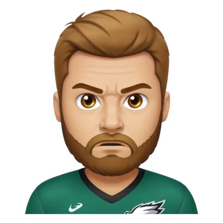 Angry eagles fan male with short light brown hair and beard, light skin sticker