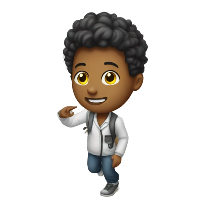 a student with white skin making a step downstairs sticker