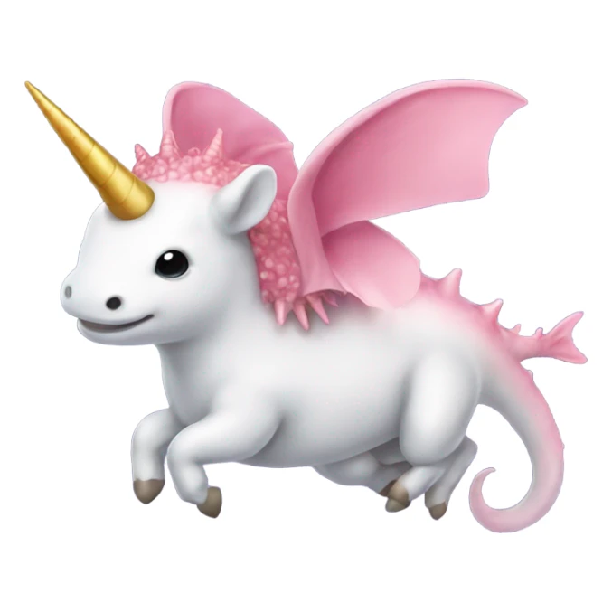 Axolotl flying on a unicorn sticker