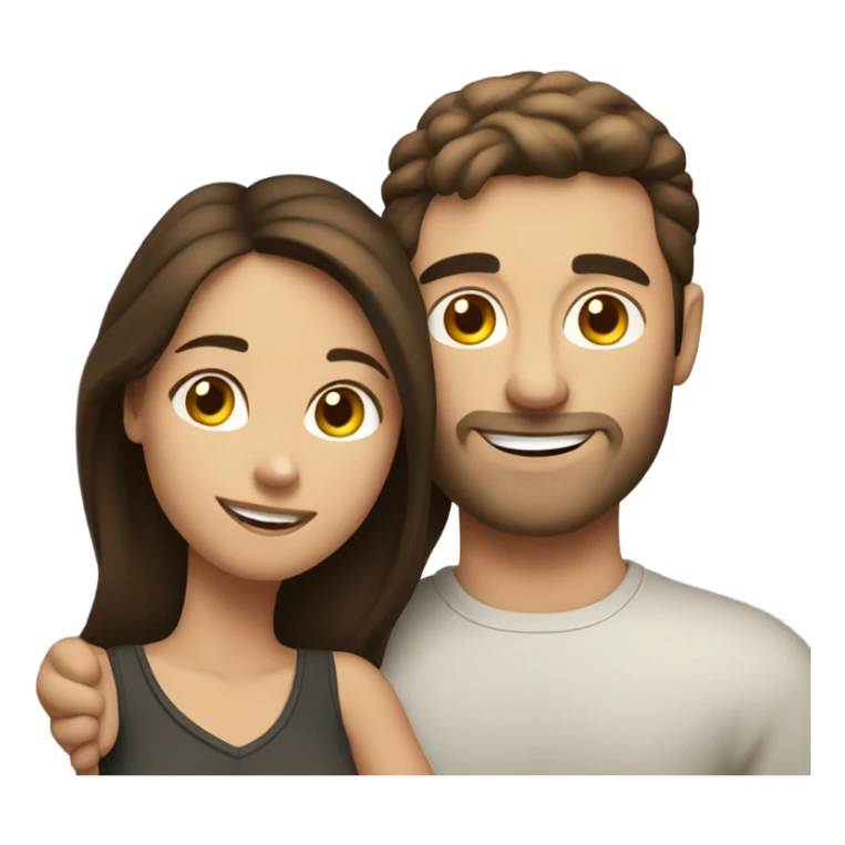 caucasians brunette couple hugging sticker