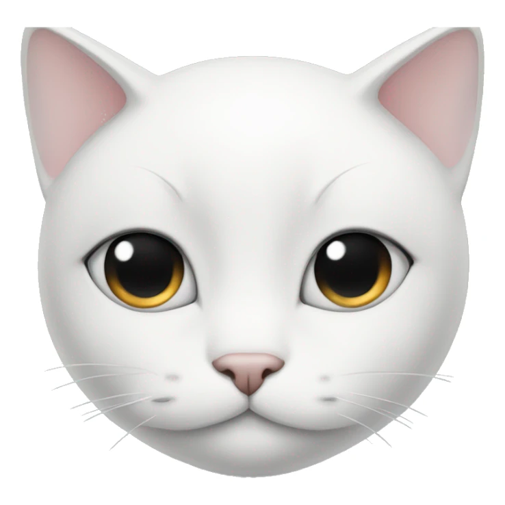 white cat with black hair on ears and around right eye sticker