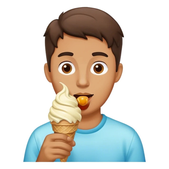 man eating ice cream sticker