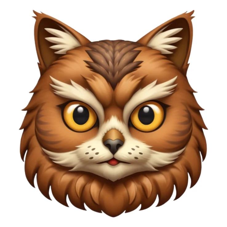Brown cat head owl body sticker