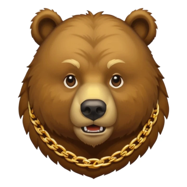 Russian grizzly bear wearing a gold rapper chain sticker