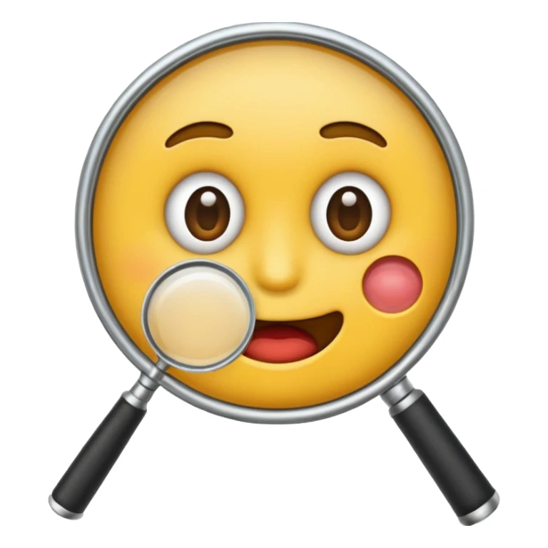 flat mouth emoji with magnifying glass and black background sticker