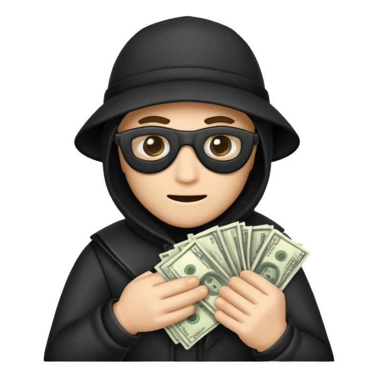 robber with money emojicreated using Al. Copy and paste robber with monev emoii to use or share on Discord and Slack. sticker