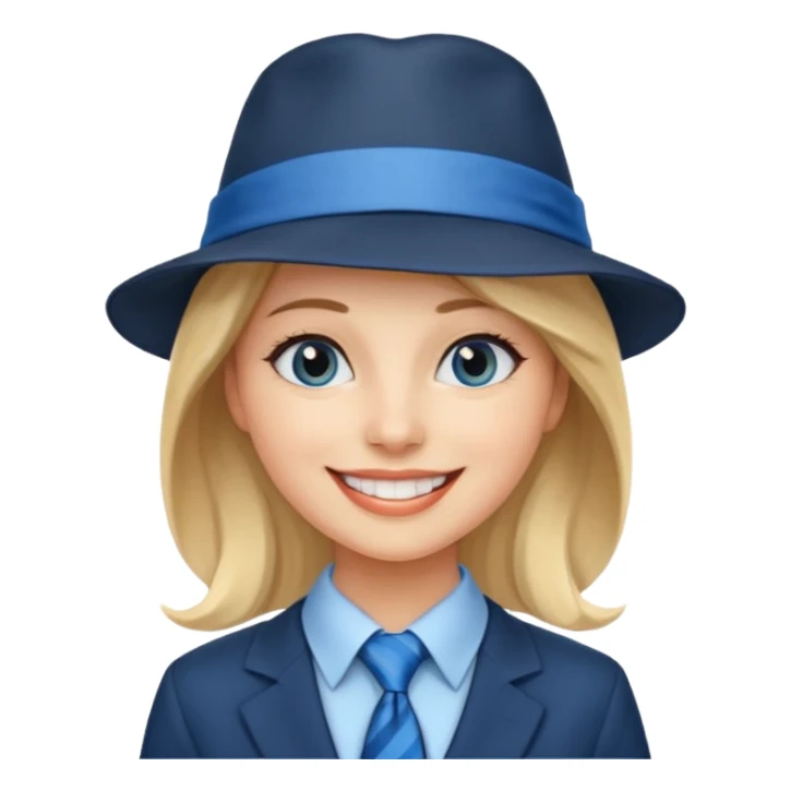 Blue neck tie with hat women sticker
