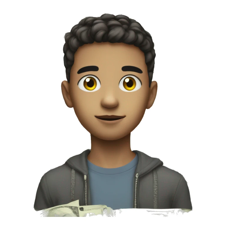 cute teenager boy with dollar sign eyes from romania sticker