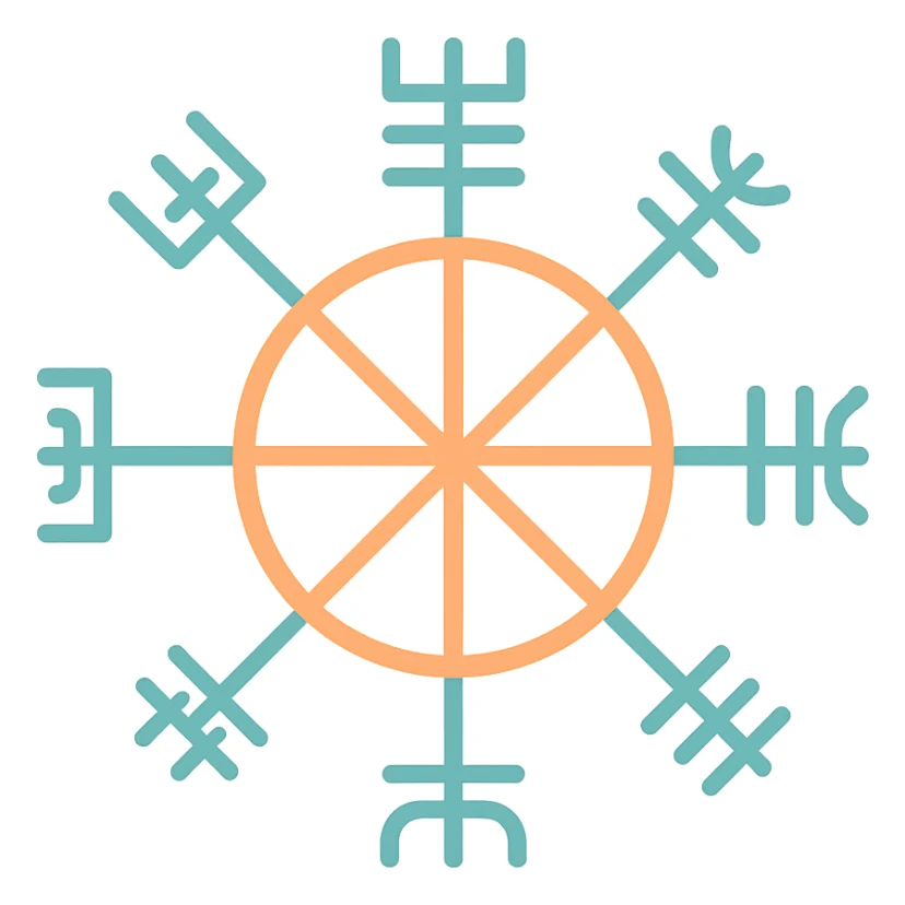 Vegvisir symbol, flat color icon, simple and bold, easy to recognize sticker