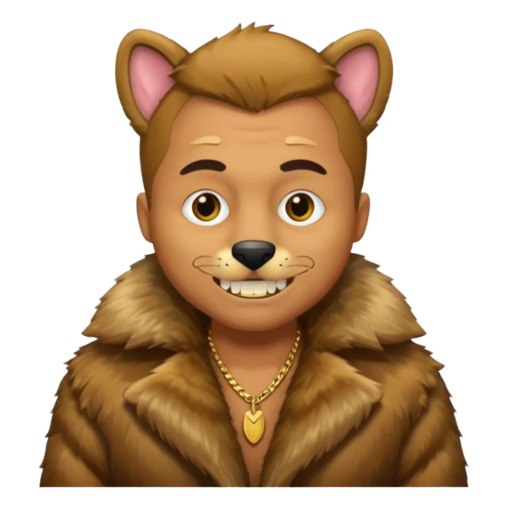 ganster with fur coat and gold teeth sticker