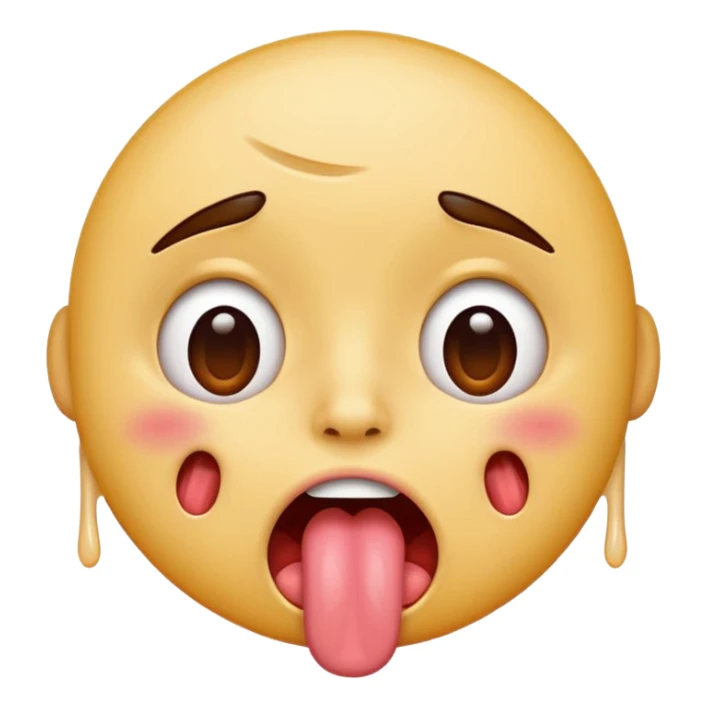 A tired face, sweating but sticking its tongue out excitedly sticker