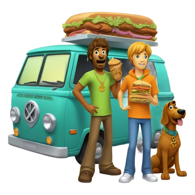 Shaggy and Scooby-Doo from “Be Cool, Scooby-Doo” and the Mystery Machine sticker
