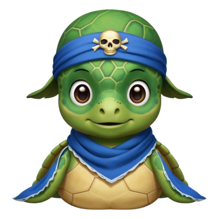 cute sea turtle wearing a blue pirate scarf sticker